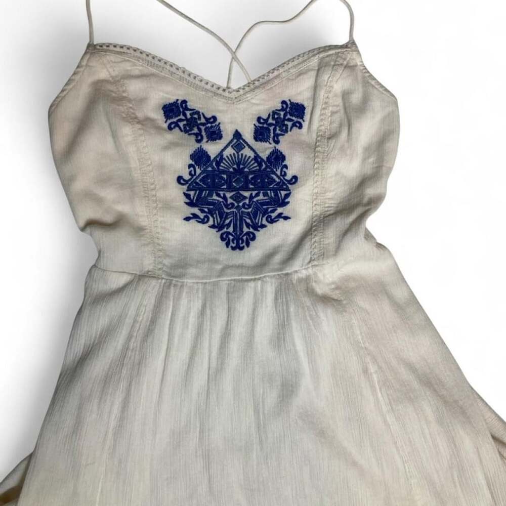 Hollister Embroidered Corset Back High-Low Dress Cream Size L